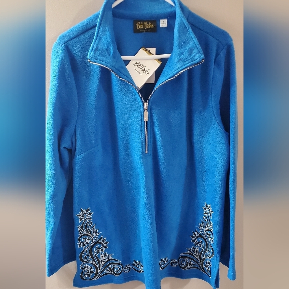 Bob Mackie Wearable Art Blue Embroidered Jacket. NWT Sz L